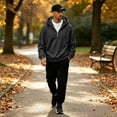 thumbnail image 6 of Men's Quarter Zip Hoodie Oversized Pullover Sweatshirt, Drawstring Hood Long Sleeve Athletic Workout Outdoor Casual Hooded Top Dark Gray L, 6 of 8