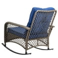 thumbnail image 3 of Tcbosik Outdoor Rocking Chair, Rocker Chair with Blue Cushion and Stainless Steel Frame, Outside Rattan Furniture for Garden, Balcony, Porch, Backyard, Grey, 3 of 9