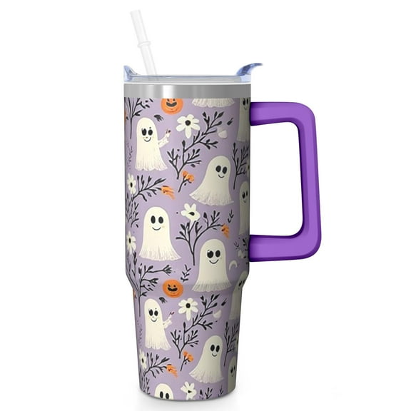 Halloween Skeleton Skull 30 Oz Tumbler with Handle and Straw, Spooky Stainless Steel Cup, Gift for Friends
