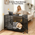 thumbnail image 3 of CAMMOO 48 Inch Heavy Duty Dog Crate with 360° Swivel Caster Wheels, Chew Proof Reinforced Square Tube Dog Kennel, Large Indoor Dog Cage with Easy Clean Floor, 3 of 9