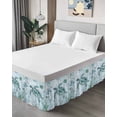 thumbnail image 4 of Teal Sea Turtle Bed Skirt California King Size 16" Drop Summer Shell Coral Watercolor Nautical Ruffled Wrap Around Bed Skirts Adjustable Elastic Bedskirt Dust Ruffle for California King Size Bed, 4 of 7