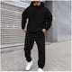 thumbnail image 1 of Ceisia Men's Solid Color Hooded Tracksuit 2-Piece Set for Casual & Sports Wear Black XXL Gifts, 1 of 9