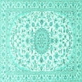 thumbnail image 1 of Ahgly Company Machine Washable Indoor Square Medallion Turquoise Blue Traditional Area Rugs, 3' Square, 1 of 4