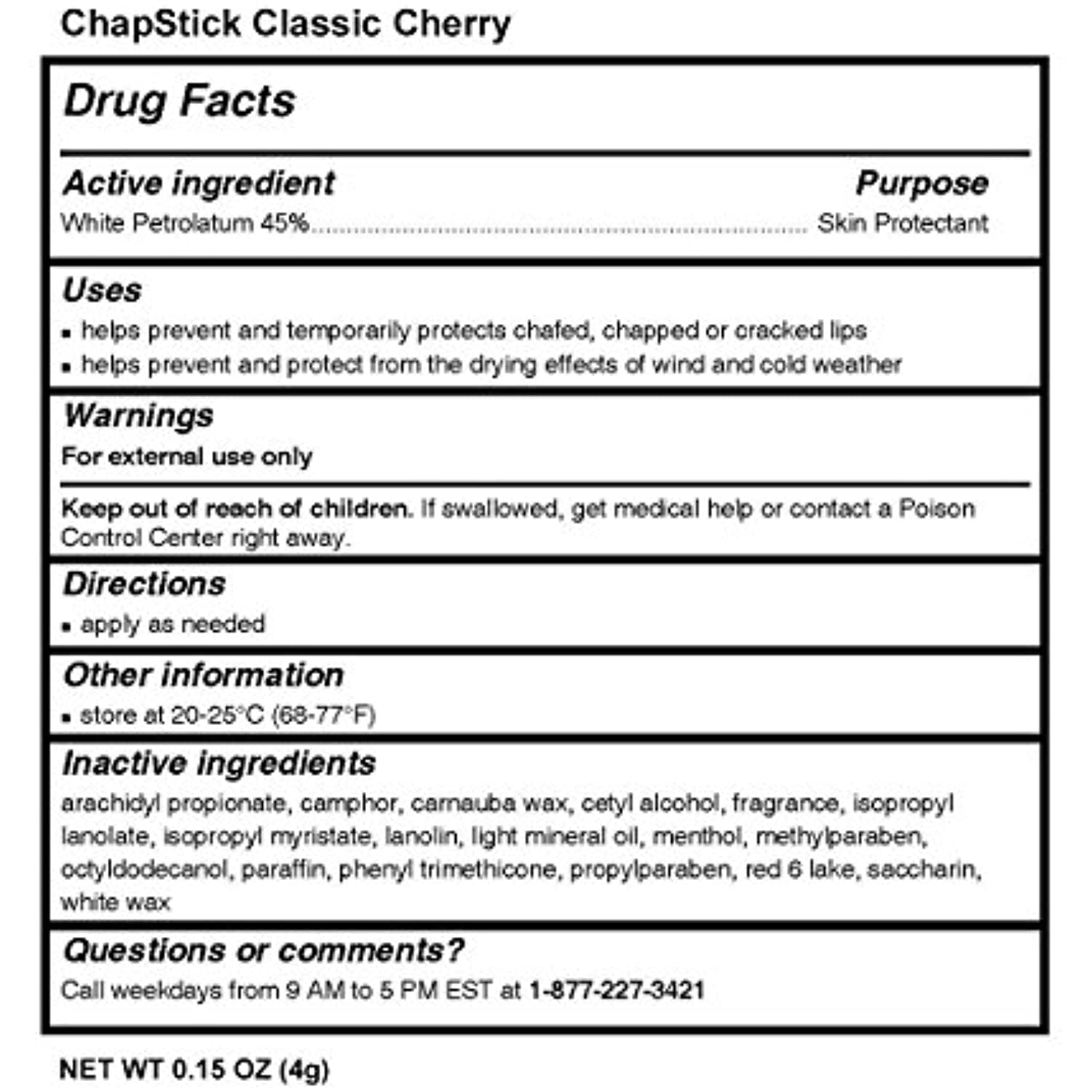 Chapstick Classic Lip Balm, Classic Cherry, 3 Ct, 0.15 oz (6 pack)