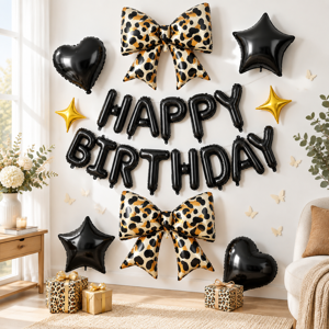 Bow Birthday Decorations Happy Balloon Banner