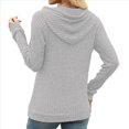 thumbnail image 4 of Sudadera con Capucha de Moda para Mujer, de Larga y Cuello en V, Informal, para Otoño e Invierno. Gris XL, 4 of 7