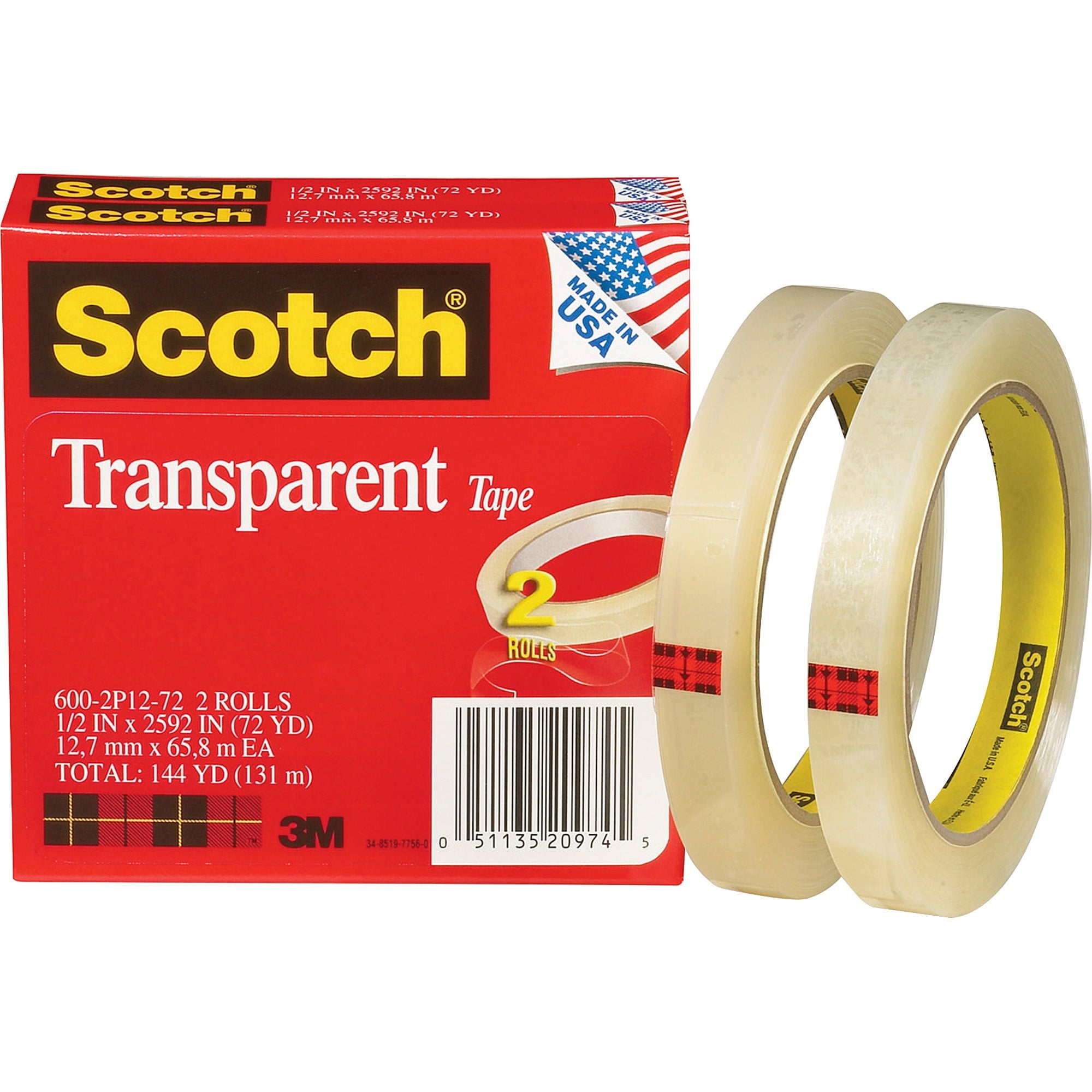 2 Rolls for sale online Scotch 3/4" x 250" Transparent Tape 2157SS