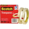Scotch, MMM6002P1272, Transparent Tape - 1/2"W, 2 / Pack, Clear