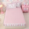 thumbnail image 4 of Meiyoeat Watercolor Letter A Print Zipper Twin Comforter Sets with Fitted Sheet and 2 Pillowcases, Cute Stripes Bow Pattern Zipper Bedding Set, Pink White,4-Piece,Pink Reversible, 4 of 6
