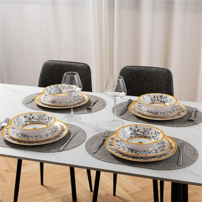 Honeycomb Bee Sweet 12-Piece Melamine Dinnerware Set,Melamine