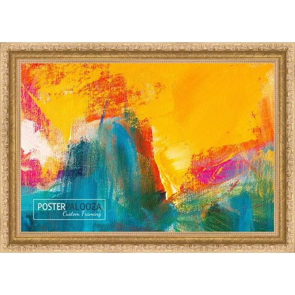 17x13 Traditional Gold Complete Wood Picture Frame with UV Acrylic, Foam Board Backing, & Hardware