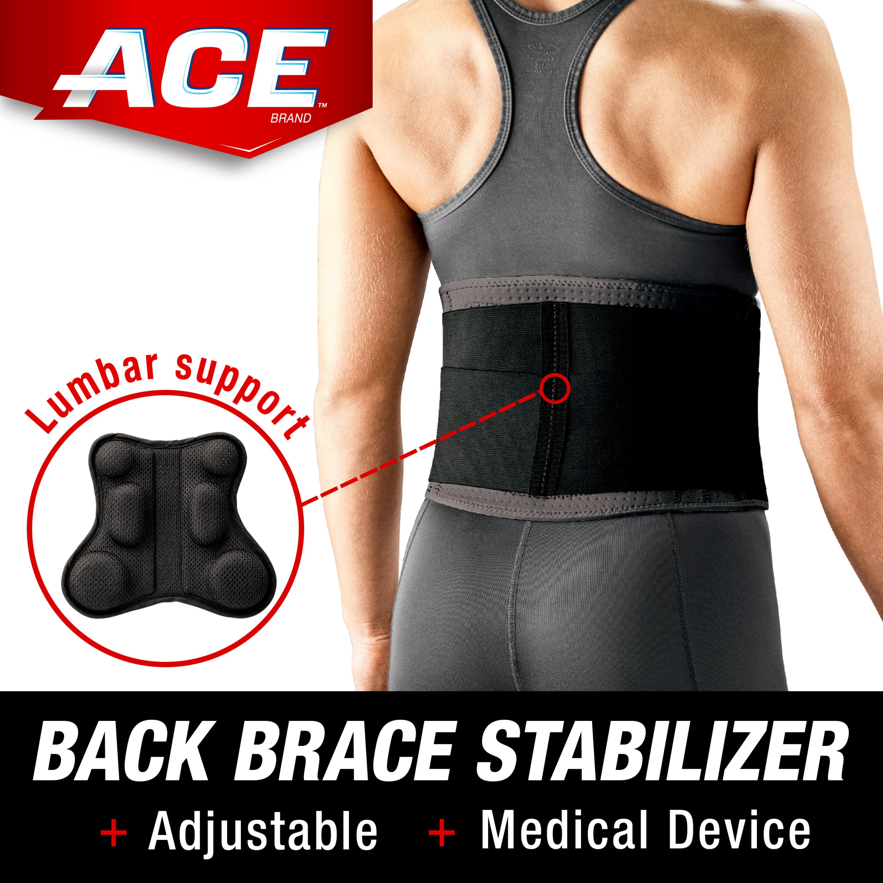 ACE Brand Deluxe Back Stabilizer w/ Lumbar Pad, Adjustable Brace