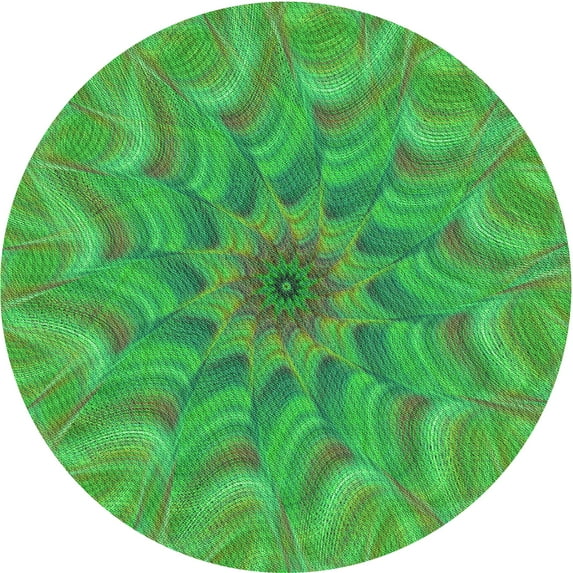 Ahgly Company Indoor Round Patterned Neon Green Area Rugs, 3' Round