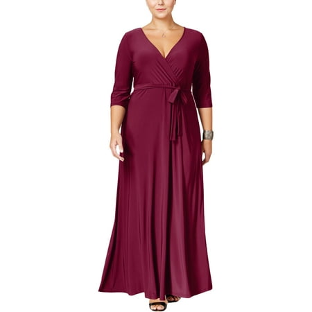 - Love Squared Womens Plus Surplice V-Neck Maxi Dress