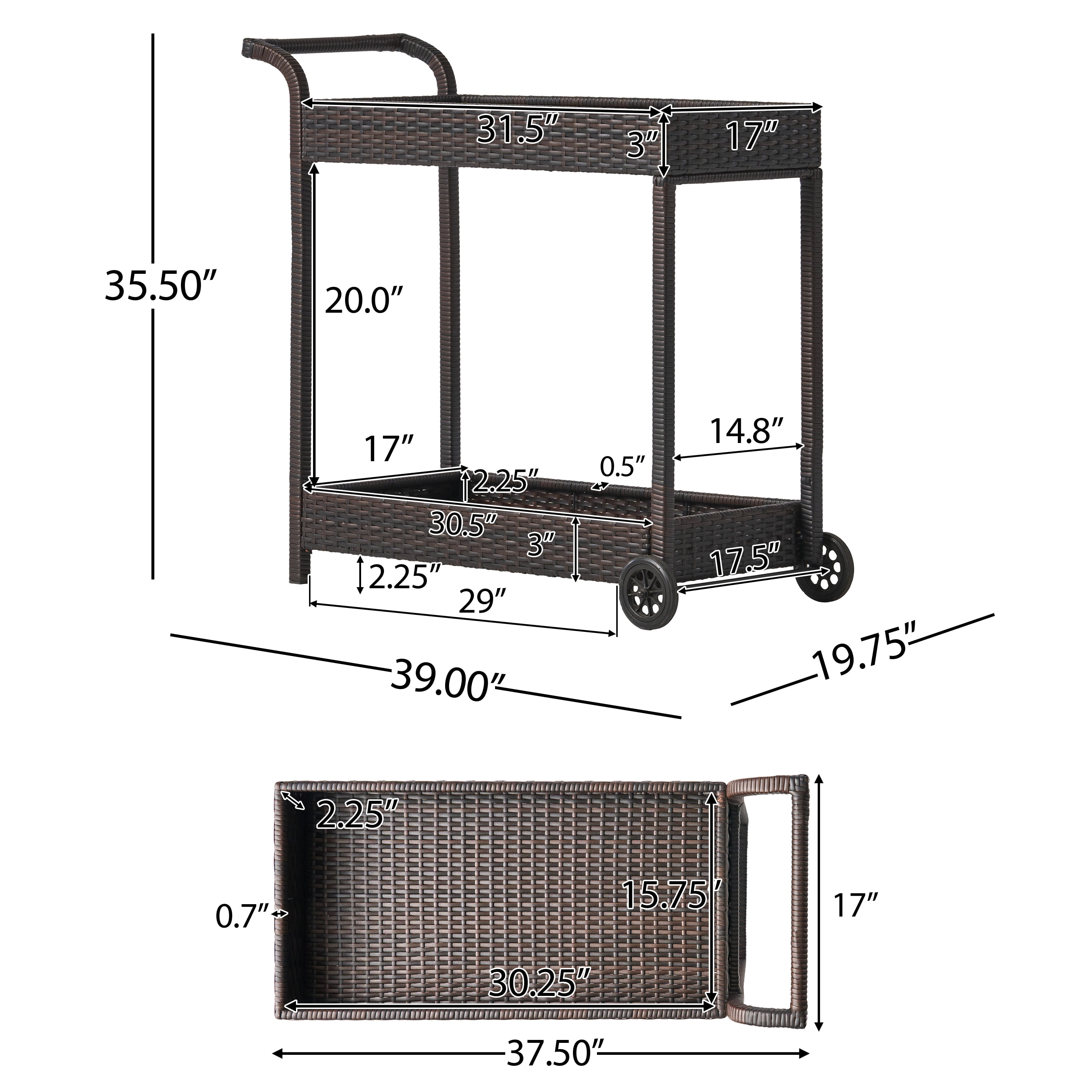 Wicker Brown Bar Cart