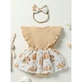 thumbnail image 3 of Bagilaanoe Newborn Easter Outfits Baby Girl Rompers Dress Print Fly Sleeve Bodysuits + Headband 3M 6M 9M 12M 18M Infant Patchwork A-line Dresses, 3 of 9