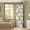 thumbnail image 5 of Aheaplus 6 Tier Rotating Bookshelf, Wood Spinning Bookshelf Tower, Round Revolving 360 Bookcase, Narrow Turning Book Shelf Rolling Corner Organizer for Small Space, Bedroom, Office, White, 5 of 14