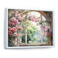thumbnail image 2 of Designart "Gazing through Country Window at Pink Blossoms IV" Floral Framed Wall Art - Traditional Pink Window Hallway Framed Wall Art Decor, 2 of 6