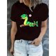 thumbnail image 1 of Women'S Casual Crew Neck T-Shirt with Cute Heart Snakes Print, Fashionable Short Sleeve Top, Polyester 95% Spandex 5%, Medium Stretch, All Season Comfort Fit, Animal Pattern Summer Tee, 1 of 6