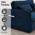 thumbnail image 4 of Noodeniya 55" Corduroy Twins Pull Out Sofa Bed with 2 Large Side Pockets and USB, Convertible Sleeper Couch, Loveseat for Small Place, Blue, 4 of 20