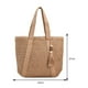 thumbnail image 5 of Bolsa de hombro para mujer Bolsa tejido a mano de gran capacidad con colgante de borla (Caqui) Tmvgtek Para Estrenar, 5 of 9