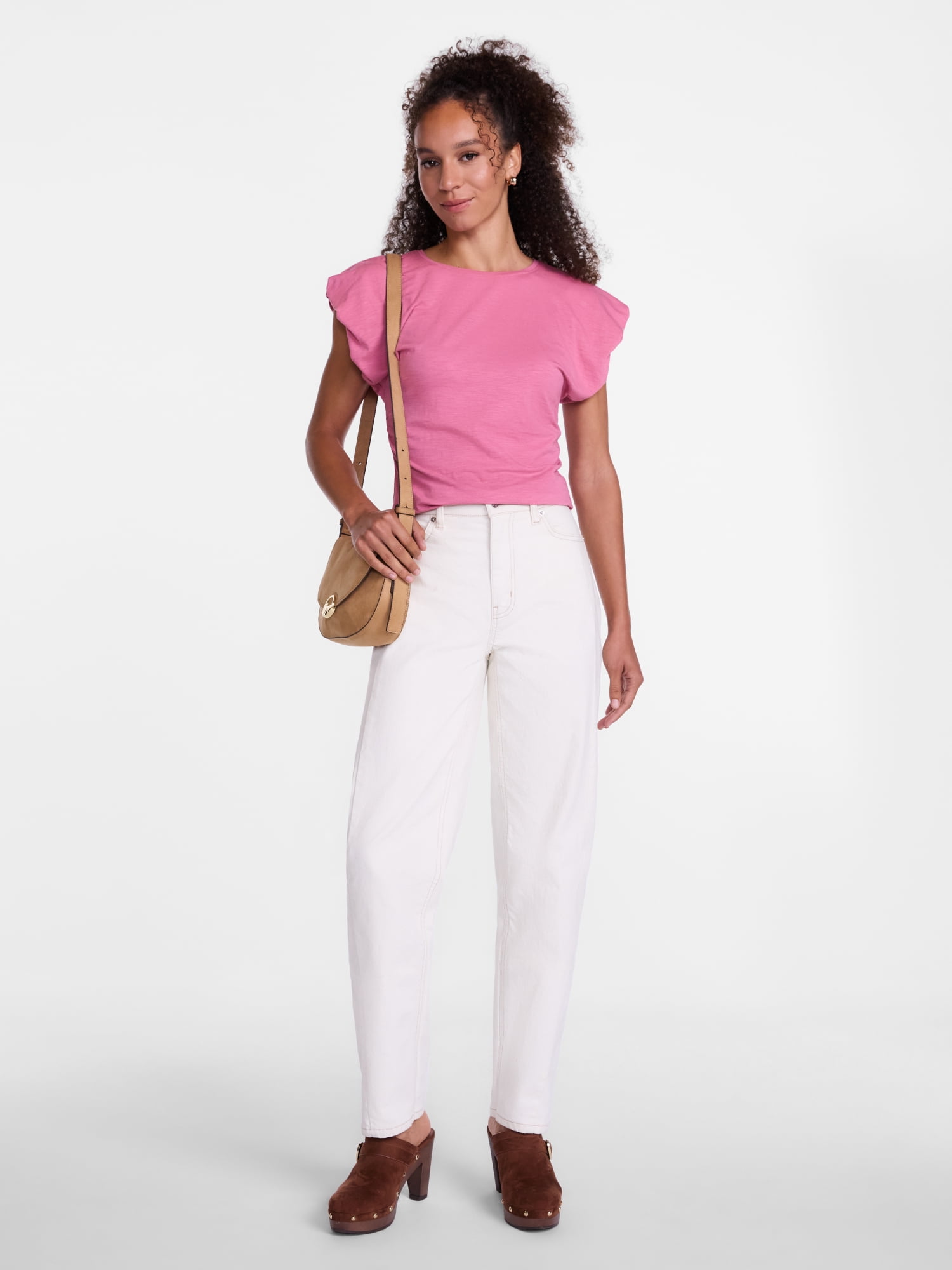 Scenario Women's and Women's Plus Tee with Short Bubble Cap Sleeves, Sizes XS-4X