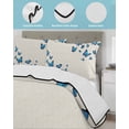 thumbnail image 4 of Quilts Full Size Bedding Set, Blue Butterfly Lightweight Quilted Comforter, Vintage Country Gradient Butterflies Soft Reversible Bedspread Coverlet with Pillow Covers for All Season, 78" x 90", 4 of 7