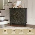 thumbnail image 3 of CBJCBJ 32" Rustic Accent Cabinet, 2 Gold Floral Doors, Vintage Sideboard with Shelves, Wood Entryway Cabinet for Living, Black, 3 of 8
