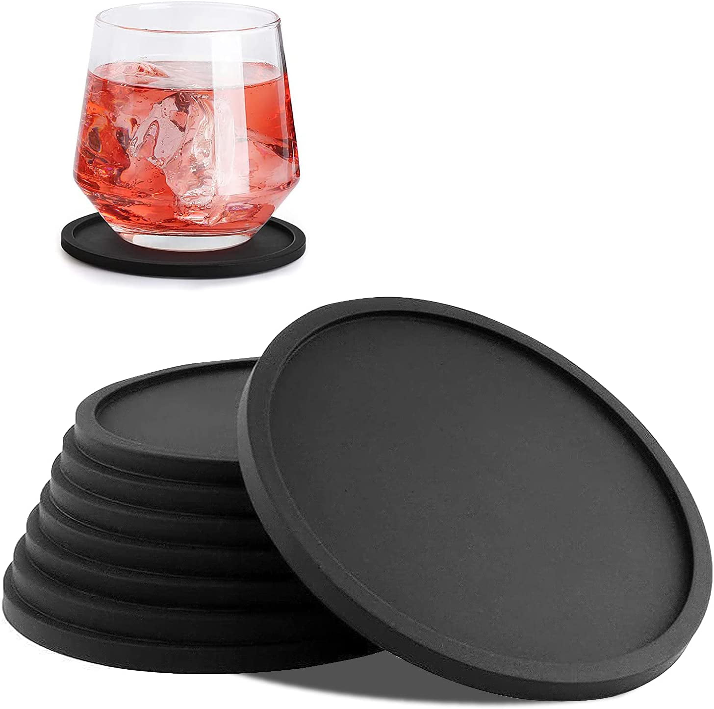 Round/Square Black Silicone Coasters Non-slip Cup Mats Pad Drinks Table Glass @I 