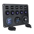 thumbnail image 1 of Panel de Interruptor de 5 Bandas shamjiam con Luz Multifunción para Remolque de Vehículos Marinos Automotrices RV luz azul, 1 of 8
