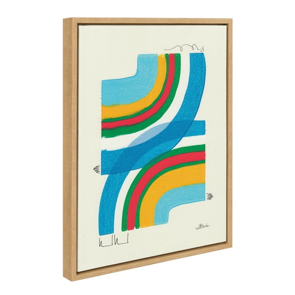 Kate and Laurel Sylvie A Plan For Myself Framed Canvas Wall Art by Amber Vittoria, 18x24 Natural, Modern Abstract Colorful Geometric Art for Wall Decor