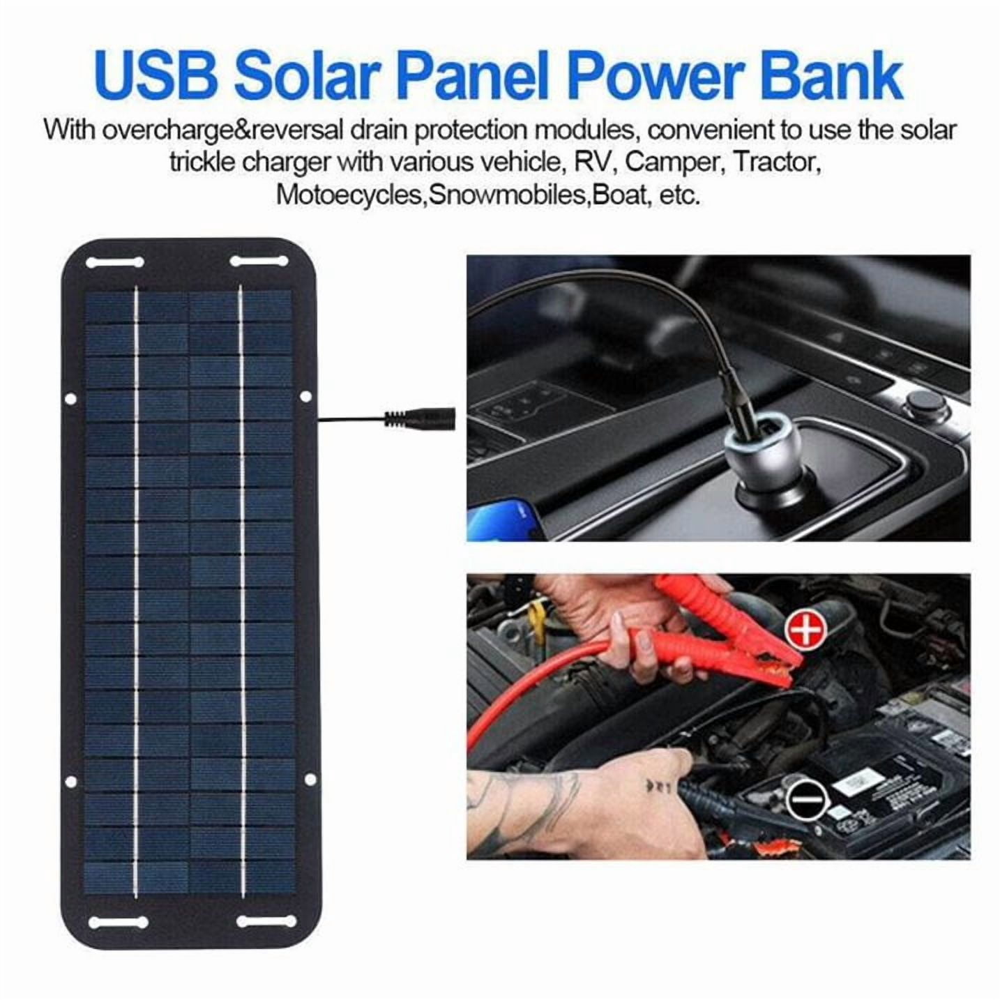 Knadgbft Portable 12V/30W Solar Panel Battery Charger Maintainer, silicon Black, 7 Count