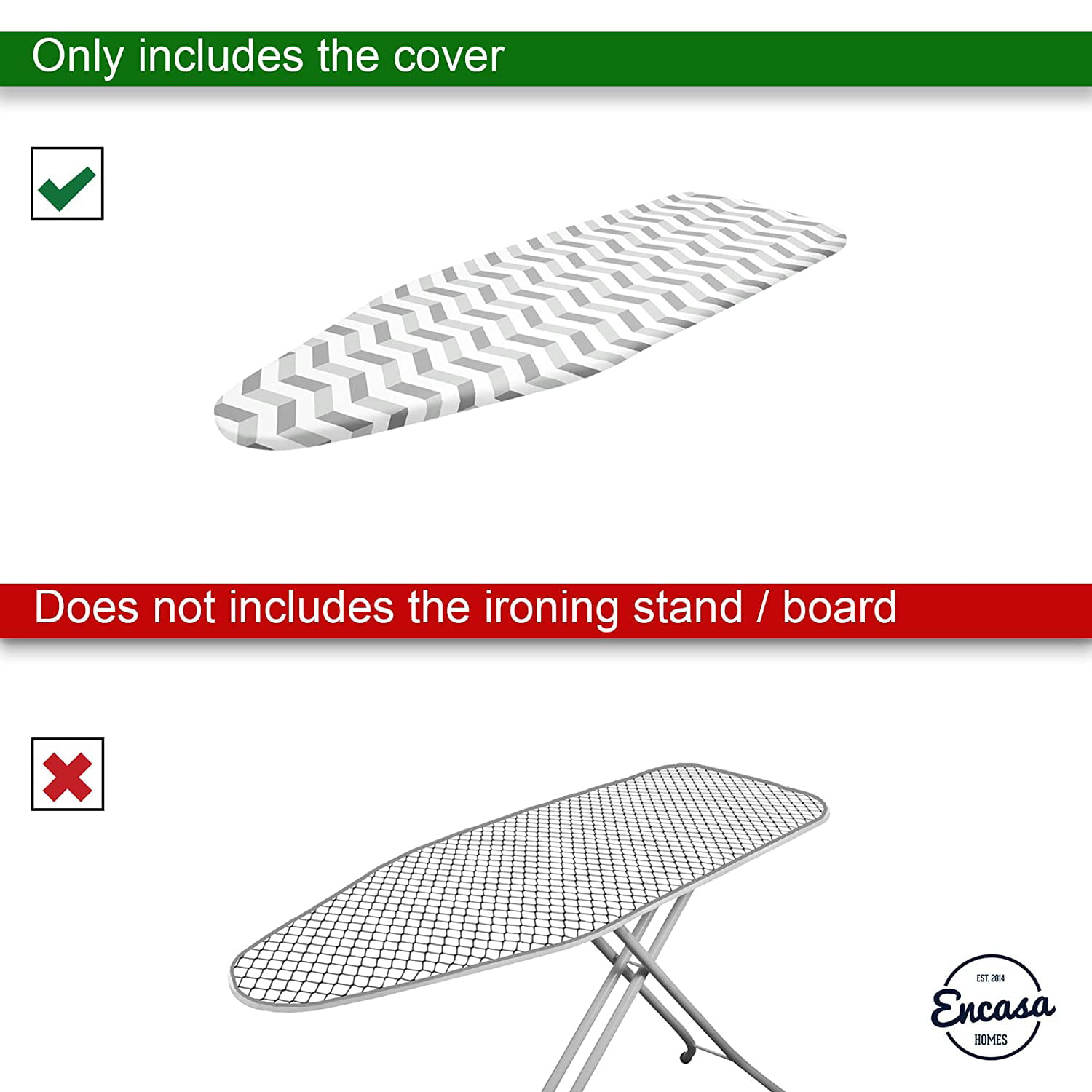 Zig Zag Encasa Homes Replacement Ironing Board Cover with Thick Felt Pad Fits Standard Wide Boards of 18 x 49 inch Scorch & Stain Resistant Drawstring Tightening, Printed 