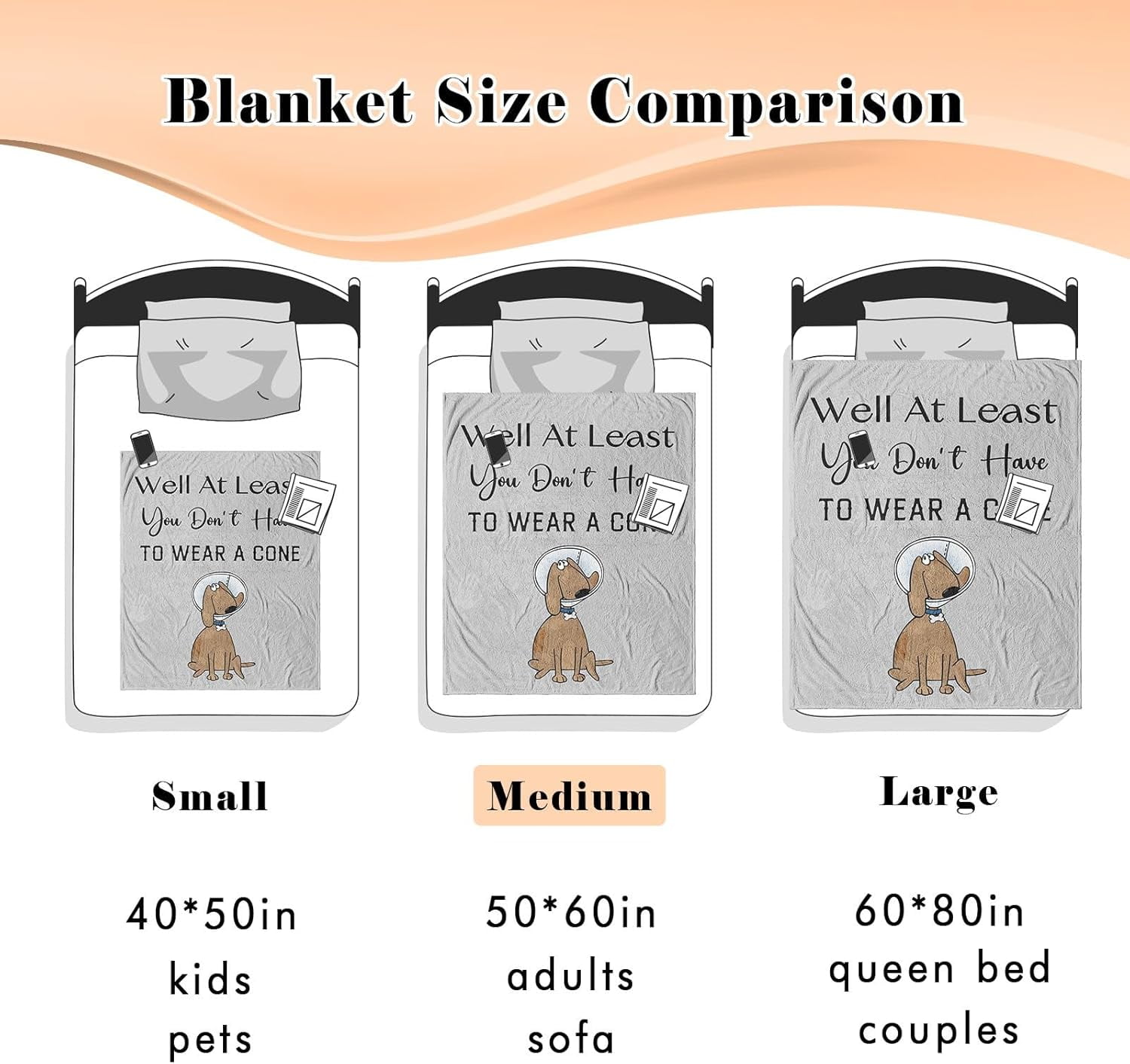 Get Well Gifts for Women/Men After Surgery, Sympathy Gift, Feel Better/Get Well Soon Gifts for Women, Surgery Recovery Gifts for Men, at Least You Dont Have to Wear A Cone Blanket