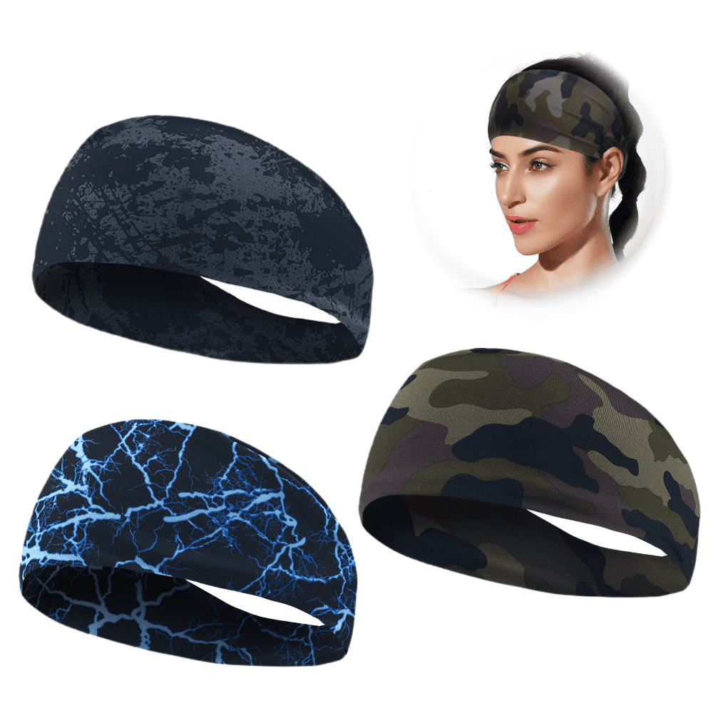 3Pcs Workout Sweatbands, Sports Headbands, Fashion Hair Bands, Elastic