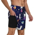 thumbnail image 3 of Goofa Lama in Space Printed Men's Swim Trunks Board Shorts Quick Dry Mens Swimming Trunks with Compression Liner,Breathable Fit Hawaii Beach Shorts-XX-Large, 3 of 9