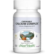 Maxi Health Chewable Calcium Complex – Bone, Joint & Teeth Support – Vanilla Flavor – 180 Chewables – Kosher