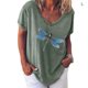 thumbnail image 1 of Guardurnaity Camisa de manga corta con cuello en V y estampado de libélula para mujer Prendas para la parte del cuerpo Verde L Guardurnaity AP002002-11, 1 of 3