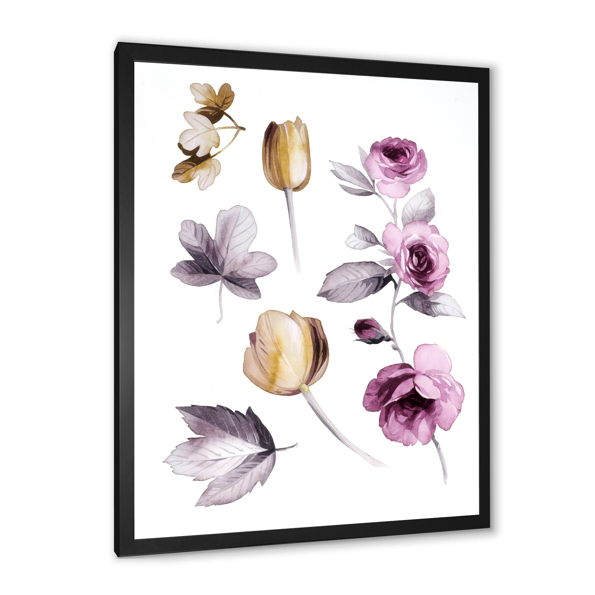 Designart 'Orange and Pink Wildflowers' Traditional Framed Art Print