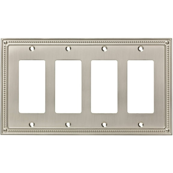 Franklin Brass W35069-SN-C Classic Beaded Quad Decorator Wall Plate, Switch Plate & Cover - Satin Nickel