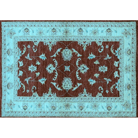 Ahgly Company Indoor Rectangle Oriental Light Blue Industrial Area Rugs, 8' x 12'