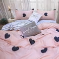 thumbnail image 3 of Pink Heart Duvet Cover Set Bedding Set 3PCS Microfiber Love & Stripe Pattern Reversible Quilt Cover Zipper with 2 Pillow Cases, 3 of 7