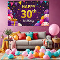 thumbnail image 7 of Vibrant Colorful Background for 30th Birthday Celebration Party Happy Birthday Banner Balloons Gift Box Decors Photography Props Party Supplies, 7 of 7