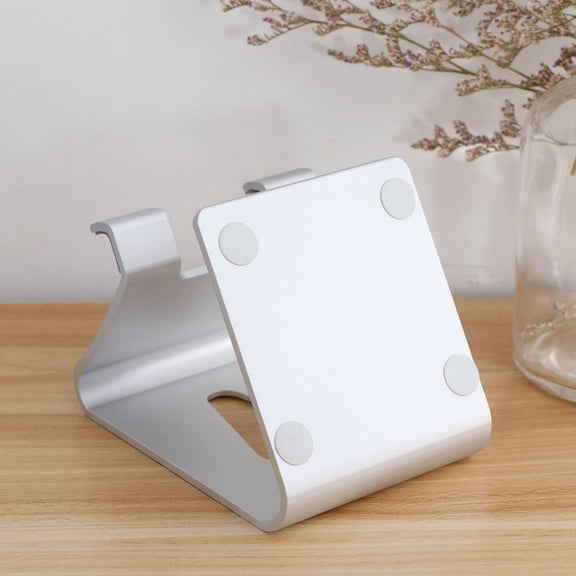STRANDCHIC Metal Phone Stand for Desk Aluminum Alloy Silver Compact Durable Portable