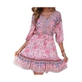 thumbnail image 3 of Franhais Women Half Sleeves Sleeve Dress with Flower Pattern, Ruffle Decoration Bohemian Summer Clothing, 3 of 9