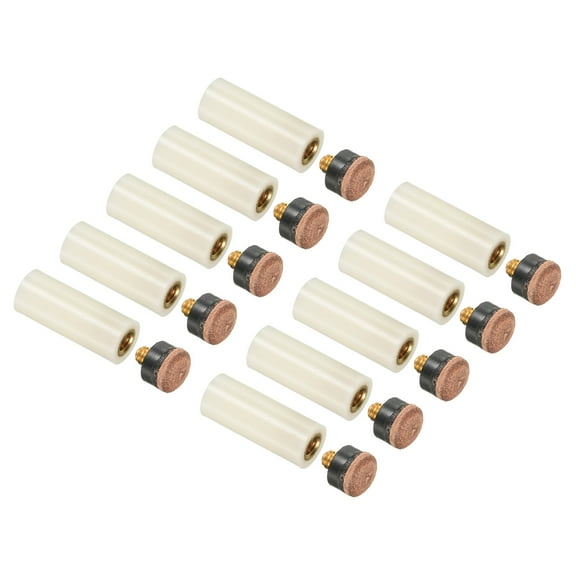 Uxcell 10mm Dia Screwing Billiard Pool Cue Tips with Cue Stick Ferrules Brown Beige 10 Pairs