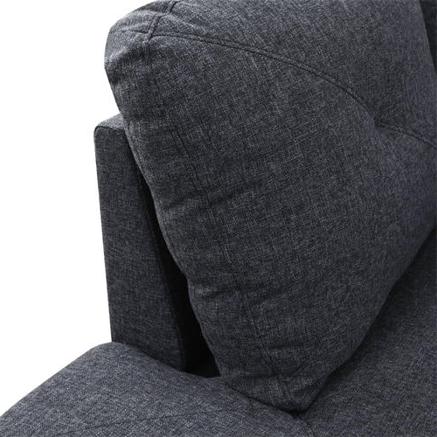 Hommoo Flannel 4-Seat L-Shape Sectional Couch Sofa, Living Room Furniture Sets, Black Grey(No Ottoman)