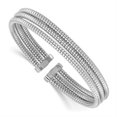 thumbnail image 3 of Diamond2Deal 925 Sterling Silver RHP 3mm 3-Row Wrapped Cuff Bangle for Women, 3 of 6