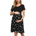 thumbnail image 4 of Women's Short Sleeve Maternity Dress Patchwork Pregnancy Clothes with Pockets, 4 of 6