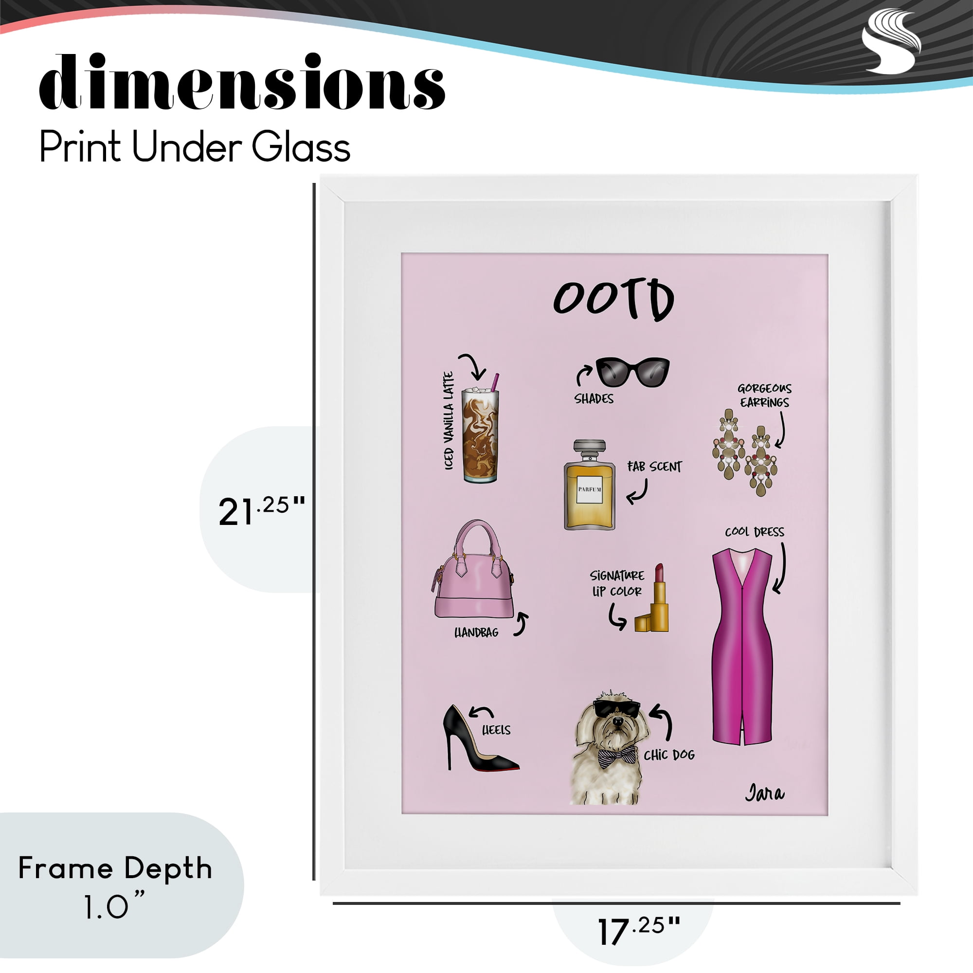 Stupell Industries Feminine Glam Outfit of the Day White Framed Print Under Glass, design by Tara Boone